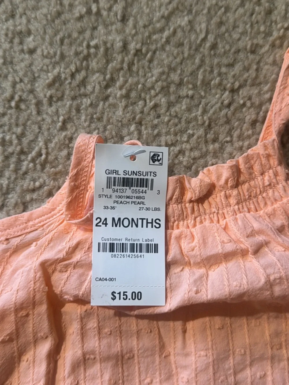 First Impressions Peach Pink Sleeveless Baby Romper